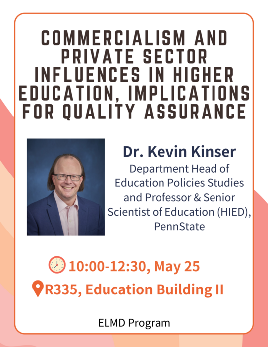 2023.05.25 Dr. Kevin Kinser_Commercialism and private sector influences in higher education, implications for quality assurance